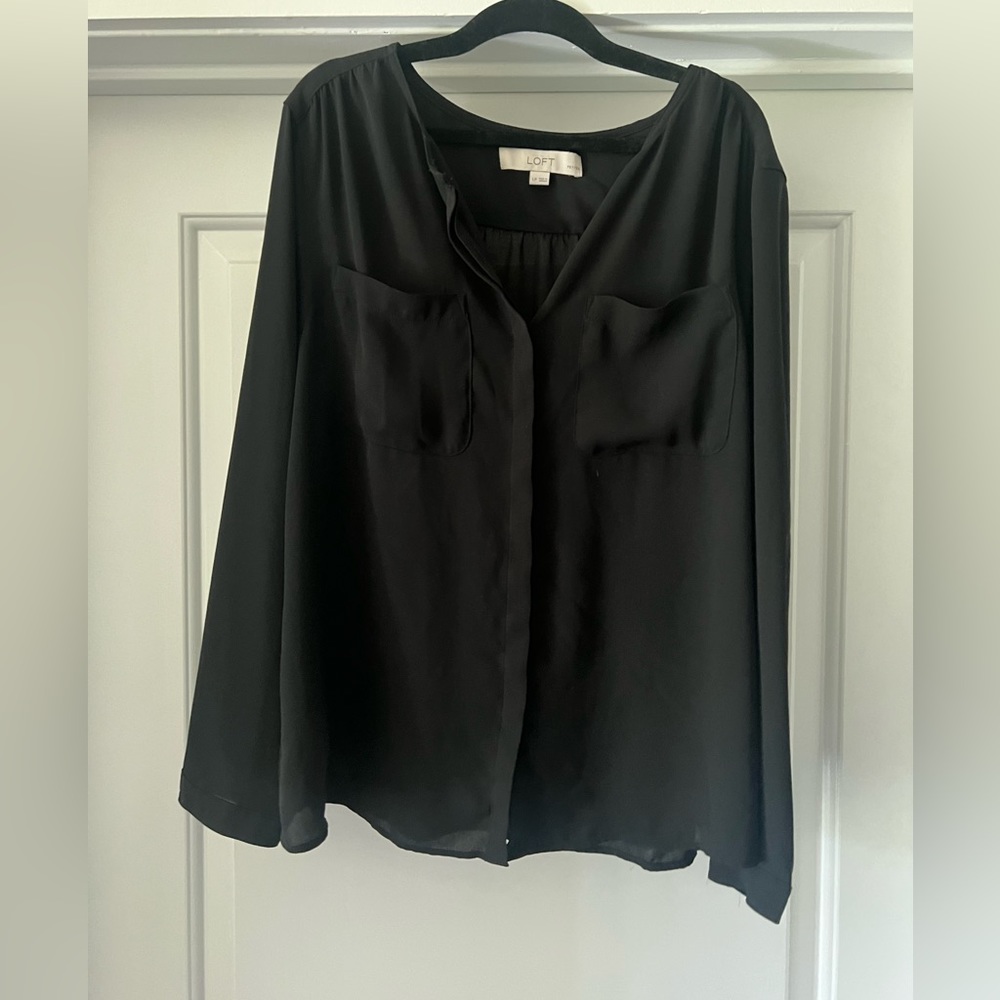 Loft Black Button Down With Pockets - image 1